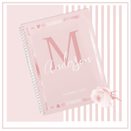 Niedliche Girl-Hübsch Blush Pink-Bläschen-Monogram Planer