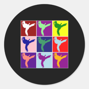 Niedliche Girl Karate Martial Arts Pop Typ Ar Runder Aufkleber