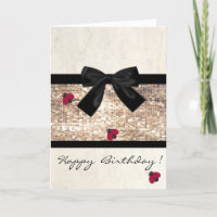 Niedliche Girl-Ladybugs, Sequins, Bow, Geburtstags