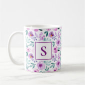 Niedliche Girl-Lila-Floral-Blume Monogramm Kaffeetasse (Links)