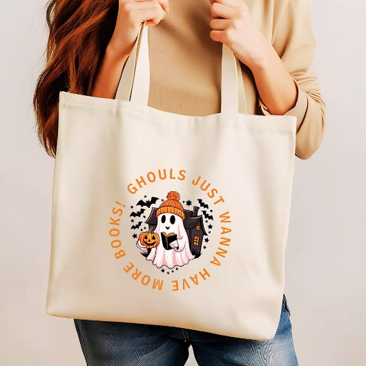 Niedliche Girl Monogram Halloween Buchliebhaber Jumbo Stoffbeutel