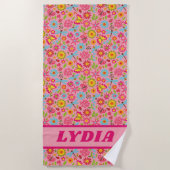 Niedliche Girl-Monogramm-Vorname Kinder Strandtuch (Vorderseite)