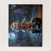 Niedliche Girl on Bicycle Horror Fantasy Puzzle (Vertikal)