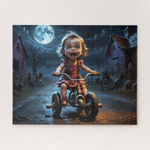 Niedliche Girl on Bicycle Horror Fantasy Puzzle