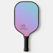 Niedliche Girl Pastel Blau Lila Pink Monogramm Fra Pickleball Schläger (Rückseite)