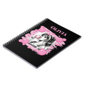 Niedliche Girl & PBubble, Comic Spaß, Schwarz & We Notizblock (Linke Seite)