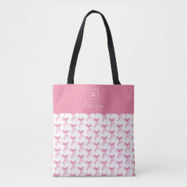 Niedliche Girl-Personalisierte Monogram-Pink-Bow Tasche