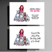 Niedliche Girl Pet Sitter Dog Walker Visitenkarte