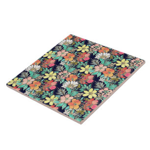 Niedliche Girl Pink Blütengolden Schlaganfälle D Fliese