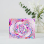 Niedliche Girl Pink Floral Vector Rose Postkarte (Stehend Vorderseite)