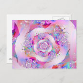 Niedliche Girl Pink Floral Vector Rose Postkarte (Vorne/Hinten)