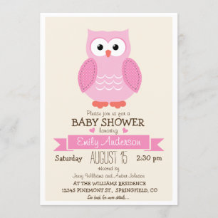 Niedliche Girl Pink Owl Babydusche oder Sprinkle Einladung