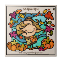 Niedliche Girl Pumpkins Windy Lieben Herbst