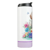 Niedliche Girl Puppy Books & Spring Flowers Thermosbecher (Nach links gedreht)