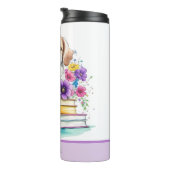 Niedliche Girl Puppy Books & Spring Flowers Thermosbecher (Nach rechts gedreht)