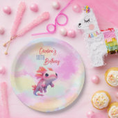 Niedliche Girl Rainbow Pink Axolotl Pappteller (Party)