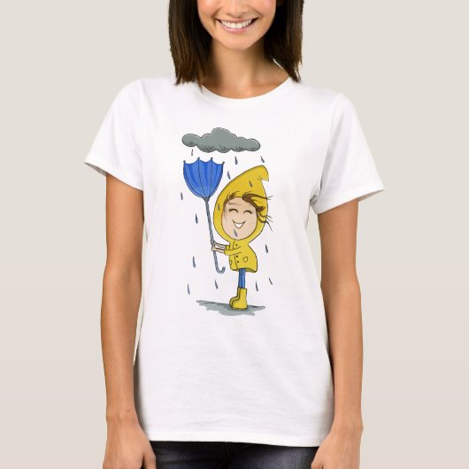 Niedliche Girl Rainy Windy Day Grafik T-Shirt (Vorderseite)