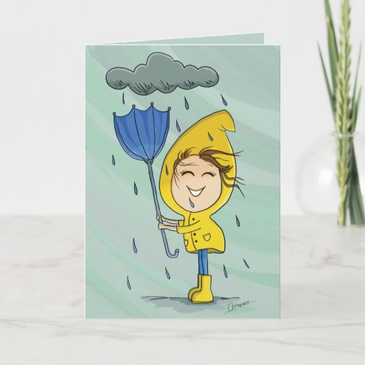 Niedliche Girl Rainy Windy Day Grafische Ermutigun (Vorderseite)