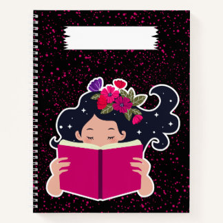 Niedliche Girl Reading Book Notebook-Abdeckung Notizblock