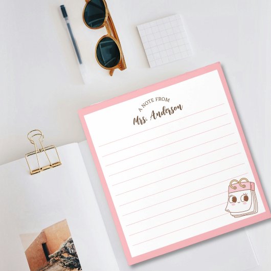 Niedliche Girl-Retro-to-School-Pink-Notepad Notizblock