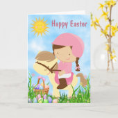 Niedliche Girl Riding Ihr Pony ~ Pferdeschlitten O Karte (Gelbe Blume)