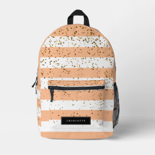 Niedliche Girl-Rosa- und White-Streifen Gold-Glitz Bedruckter Rucksack