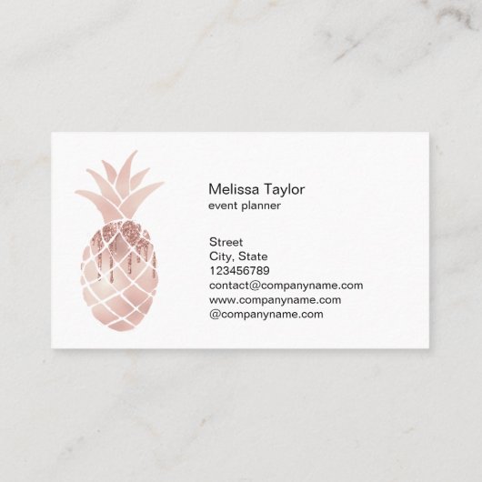 niedliche Girl-Rose-Ananas-Kunstfrucht tropisch Visitenkarte (Rückseite)