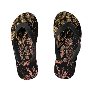 Niedliche Girl Rose Gold Floral Signatur Kinderbadesandalen