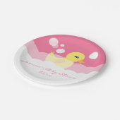 Niedliche Girl Rubber Ducky Babydusche Pappteller (Schrägansicht)