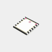 Niedliche, Girl-Schwarz-weiß gestreifte Floral Mon Post-it Klebezettel (angewinkelt)
