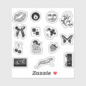 Niedliche Girl Schwarz-weiße Ästhetik Pack Aufkleber (Blatt)