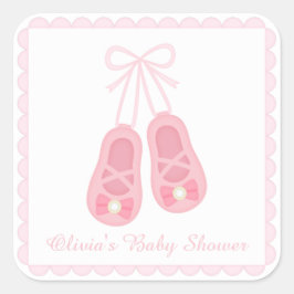Niedliche Girl Shoes Ballerina Baby Duschmarken Quadratischer Aufkleber