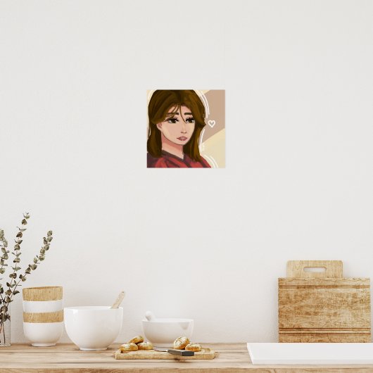 Niedliche Girl Simple Background Handgezeichnete D Poster (Küche)
