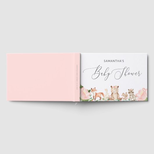 Niedliche Girl Woodland Animals Pink Baby Dusche Gästebuch (Voll)