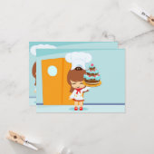 Niedliche Girlhaltung Schokolade Geburtstagskuchen Karte (Vorderseite/Rückseite Beispiel)