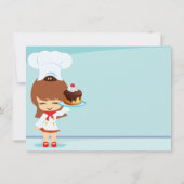 Niedliche Girlhaltung Schokolade Geburtstagskuchen Karte (Rückseite)