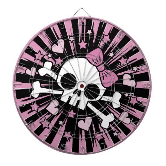 Niedliche Girlie Skull und Crossbones Dartscheibe (vorne)