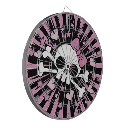 Niedliche Girlie Skull und Crossbones Dartscheibe (Vorderseite Links)
