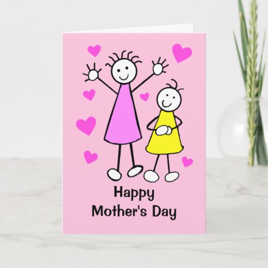 Niedliche Girls and Hearts Mother Day Card Karte (Vorderseite)