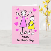 Niedliche Girls and Hearts Mother Day Card Karte (Gelbe Blume)