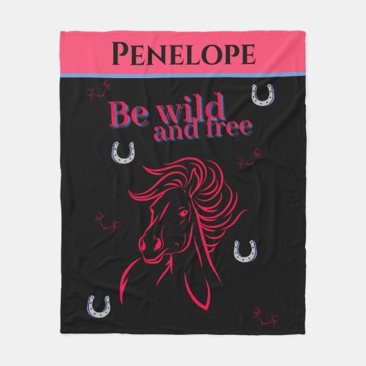 Niedliche Girls Be Wild und frei dekoratives Pferd Fleecedecke (Vorderseite)