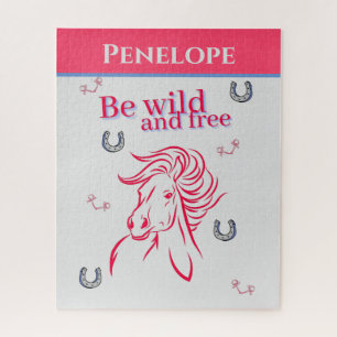 Niedliche Girls Be Wild und frei dekoratives Pferd Puzzle