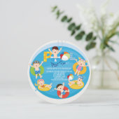 Niedliche Girls & Boys Pool - Einladung zum Geburt (Stehend Vorderseite)