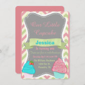 Niedliche Girls Cupcake Birthday Einladung (Vorne/Hinten)