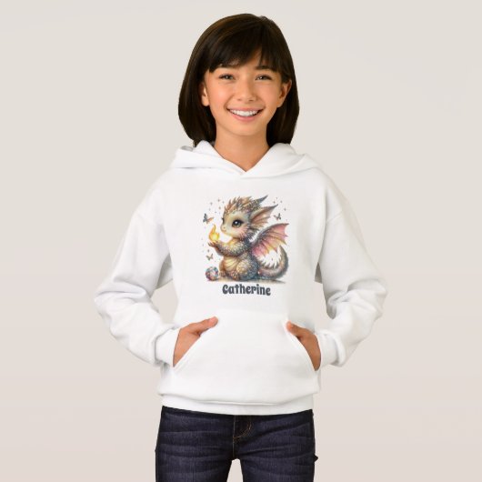 Niedliche Girls Drachenliebhaber geben Namen Hoodie (Vorne ganz)