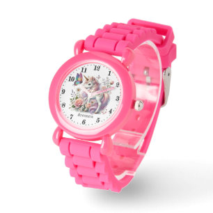 Niedliche Girls Fantasie unicorn geben Namen Armbanduhr