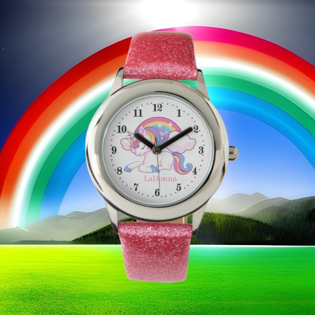niedliche Girls Fantasie unicorn geben Namen Watch Armbanduhr (Von Creator hochgeladen)
