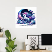 Niedliche Girls Fantasy Unicorn ergänzen Text Poster (Heimbüro)