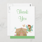 Niedliche Girl's fliegend Fee danke Postkarte (Vorne/Hinten)