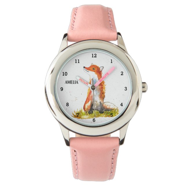 Niedliche Girls Fox Animal Kids Wildlife Woodland Armbanduhr (Vorderseite)